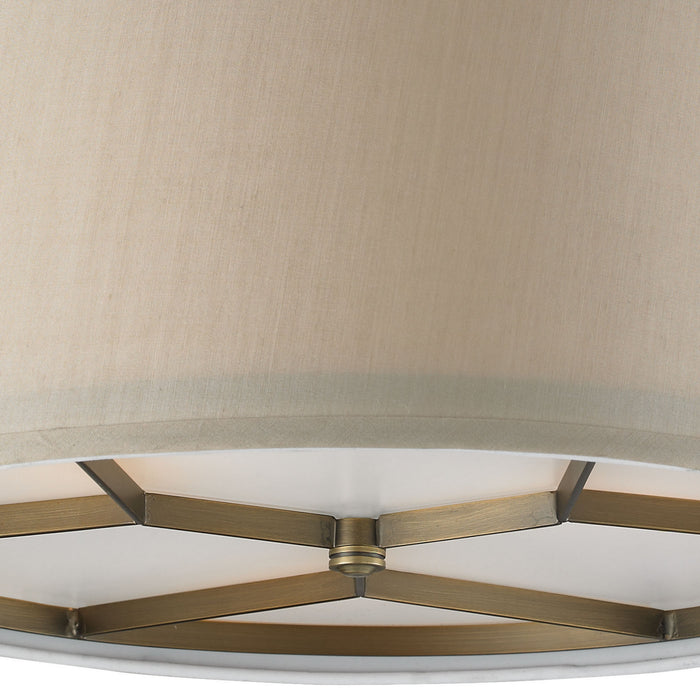 Three Light Semi Flush Mount from the Baxter collection in Brushed Antique Brass finish