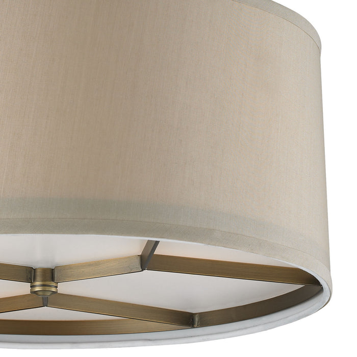 Three Light Semi Flush Mount from the Baxter collection in Brushed Antique Brass finish