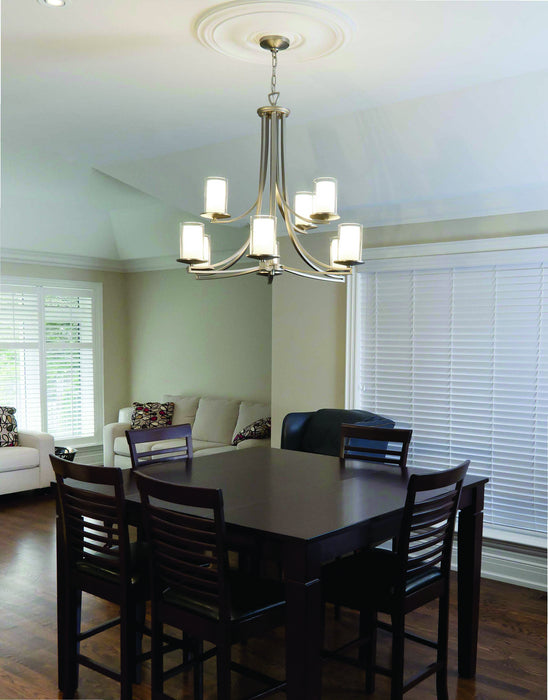 Five Light Chandelier from the Essex collection in Buffed Nickel w/ Half Opal Glass finish