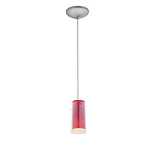 Access - 28033-1C-BS/CLRD - One Light Pendant - Glass`n Glass Cylinder - Brushed Steel