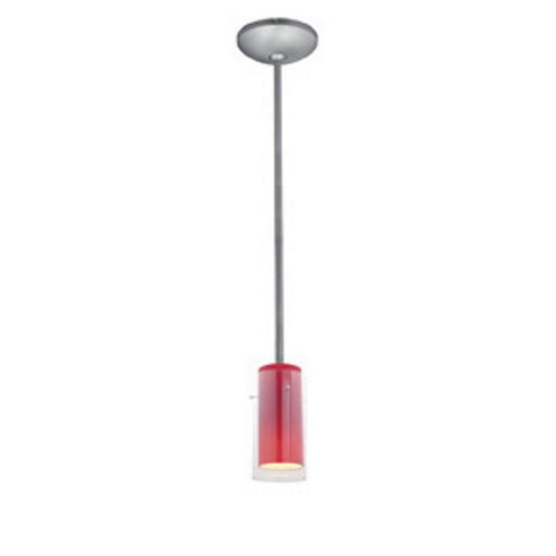 Access - 28033-1R-BS/CLRD - One Light Pendant - Glass`n Glass Cylinder - Brushed Steel