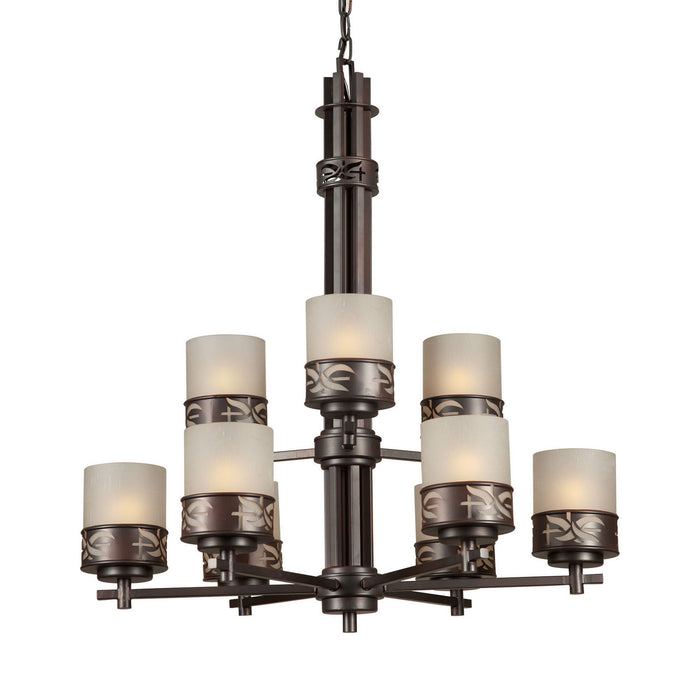 Forte - 2534-09-32 - Nine Light Chandelier - Antique Bronze