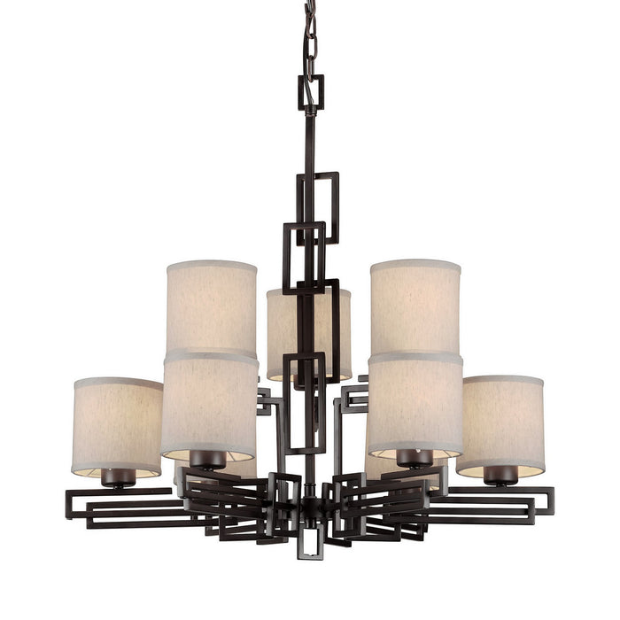 Forte - 2550-09-32 - Nine Light Chandelier - Antique Bronze