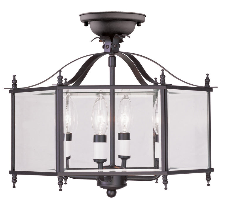 Livex Lighting - 4398-07 - Four Light Pendant/Ceiling Mount - Livingston - Bronze
