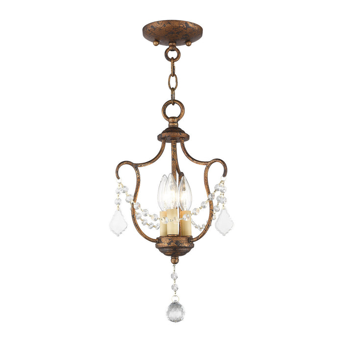 Three Light Mini Pendant/Ceiling Mount from the Chesterfield collection in Hand Applied Venetian Golden Bronze finish