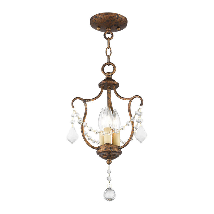 Three Light Mini Pendant/Ceiling Mount from the Chesterfield collection in Hand Applied Venetian Golden Bronze finish