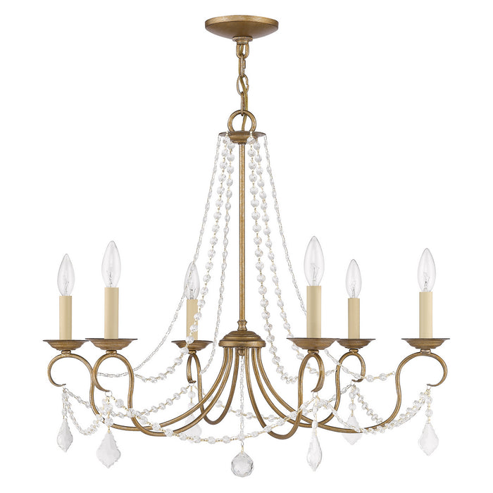 Six Light Chandelier from the Pennington collection in Antique Gold Leaf finish