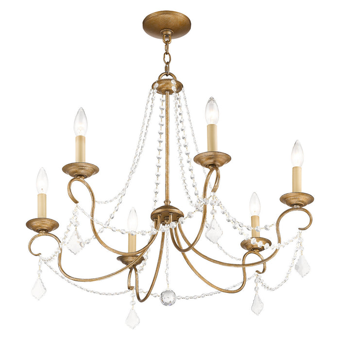 Six Light Chandelier from the Pennington collection in Antique Gold Leaf finish