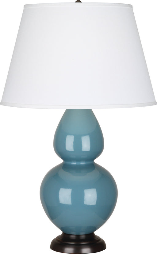 Robert Abbey - OB21X - One Light Table Lamp - Double Gourd - Steel Blue Glazed Ceramic w/ Deep Patina Bronzeed