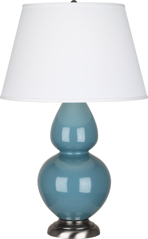 Robert Abbey - OB22X - One Light Table Lamp - Double Gourd - Steel Blue Glazed Ceramic w/ Antique Silvered