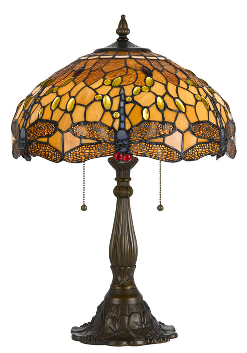 Cal Lighting - BO-2372TB - Two Light Table Lamp - Tiffany - Antique Brass