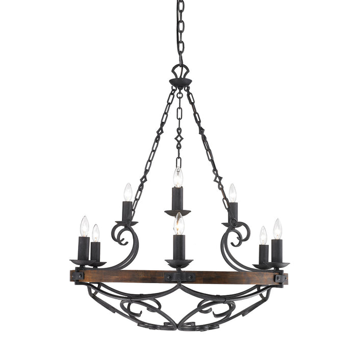Nine Light Chandelier from the Madera collection in Black Iron finish