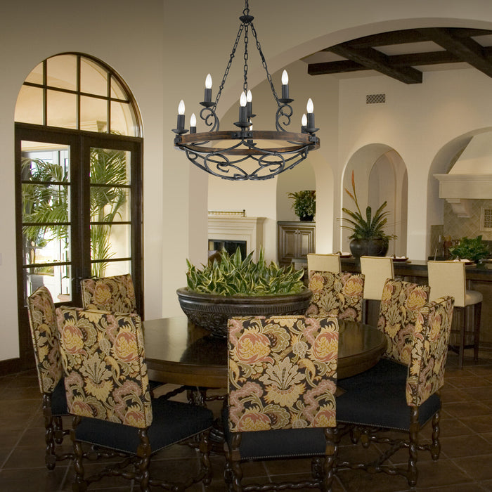 Nine Light Chandelier from the Madera collection in Black Iron finish