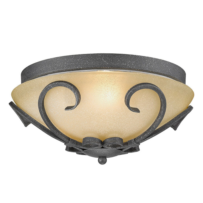 Three Light Flush Mount from the Madera collection in Black Iron finish