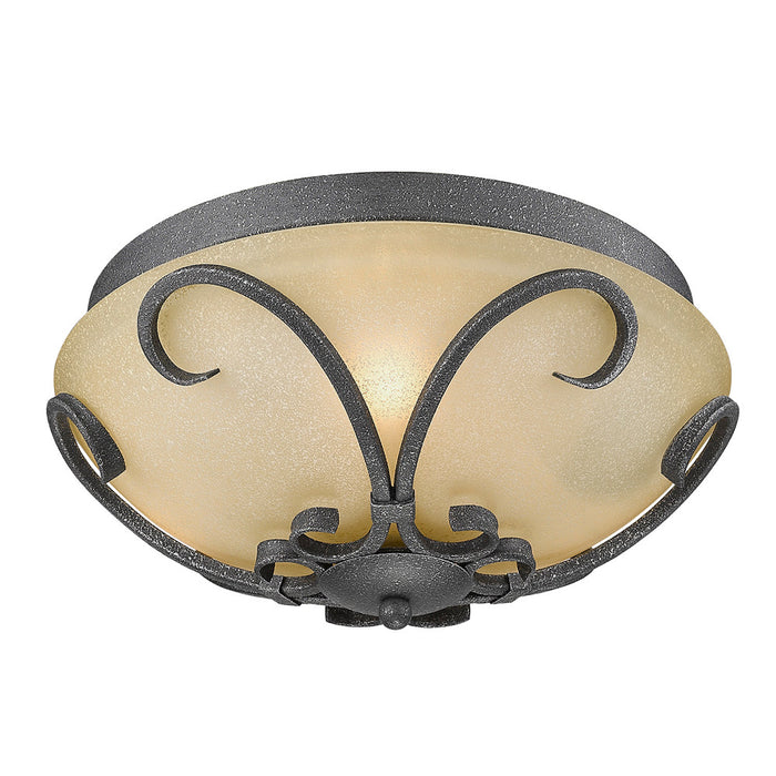 Three Light Flush Mount from the Madera collection in Black Iron finish