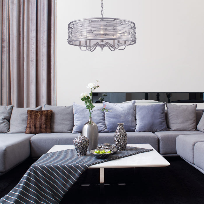 Eight Light Chandelier from the Joia collection in Peruvian Silver finish