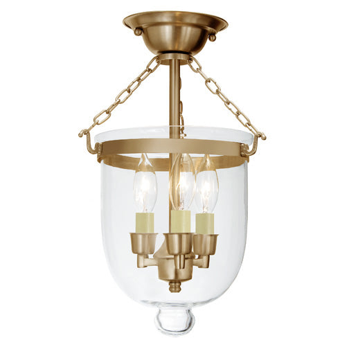 JVI Designs - 1015-10 - Three Light Semi Flush Mount - Hundi - Rubbed Brass