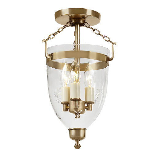 JVI Designs - 1166-10 - Three Light Semi Flush Mount - Danbury - Rubbed Brass