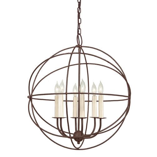 JVI Designs - 3033-22 - Six Light Chandelier - Globe - Rust