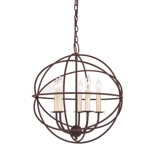 JVI Designs - 3032-22 - Five Light Chandelier - Globe - Rust