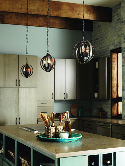 Three Light Pendant from the Equinox collection in Antique Bronze finish