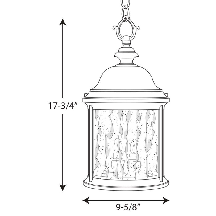 Three Light Hanging Lantern from the Ashmore collection in Antique Bronze finish