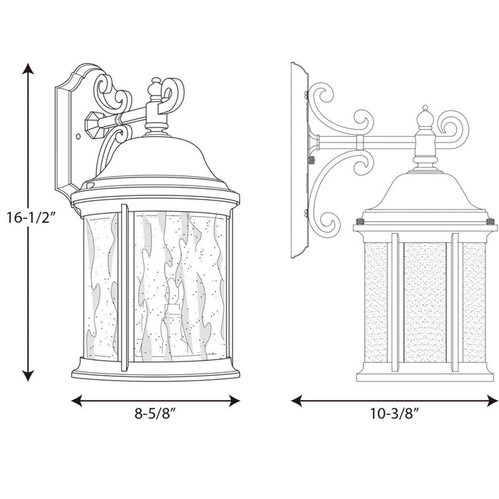 Three Light Large Wall Lantern from the Ashmore collection in Antique Bronze finish