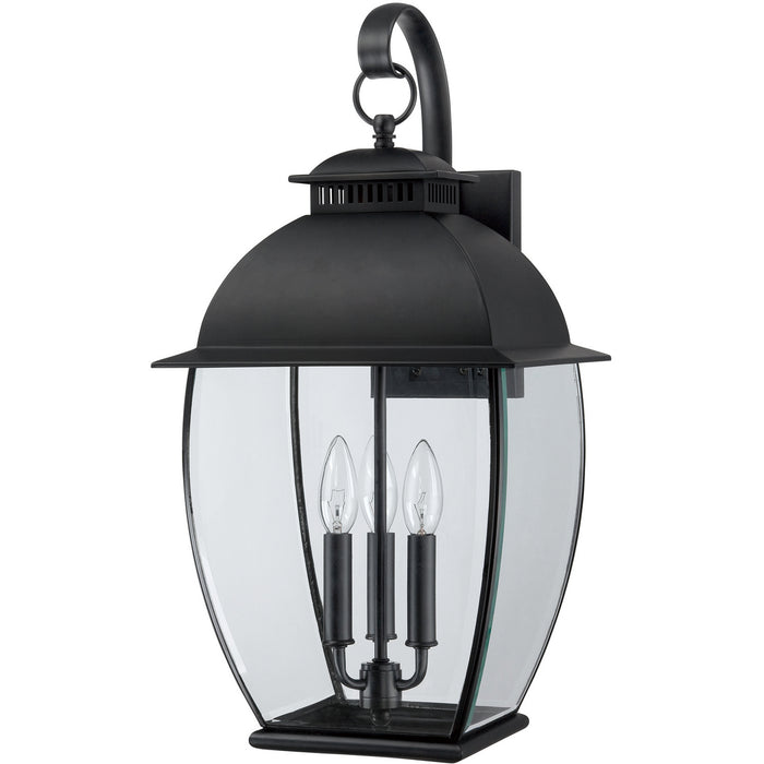Three Light Outdoor Wall Lantern from the Bain collection in Mystic Black finish