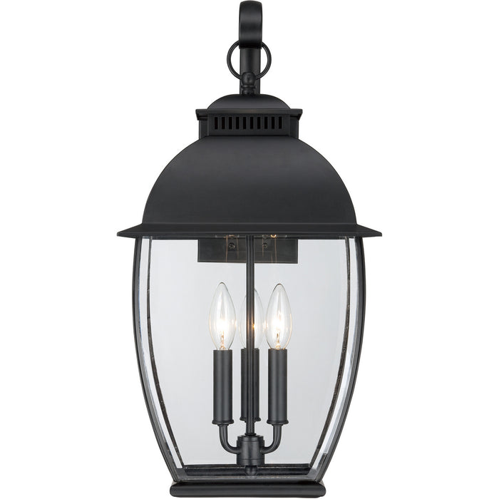 Three Light Outdoor Wall Lantern from the Bain collection in Mystic Black finish