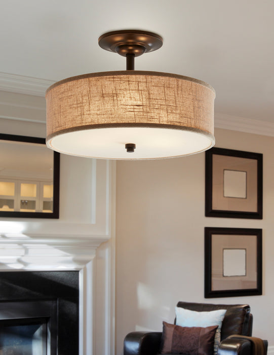 Three Light Semi-Flush Mount from the Cloverdale collection in Mottled Cocoa finish