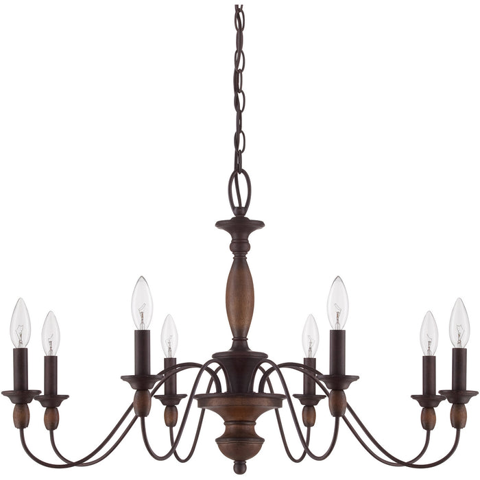 Eight Light Chandelier from the Holbrook collection in Tuscan Brown finish