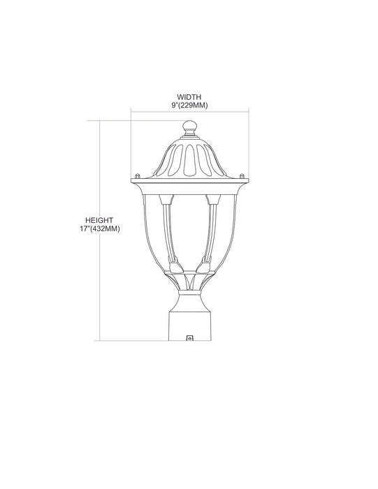 One Light Outdoor Post Lantern from the Glendale collection in Regal Bronze finish