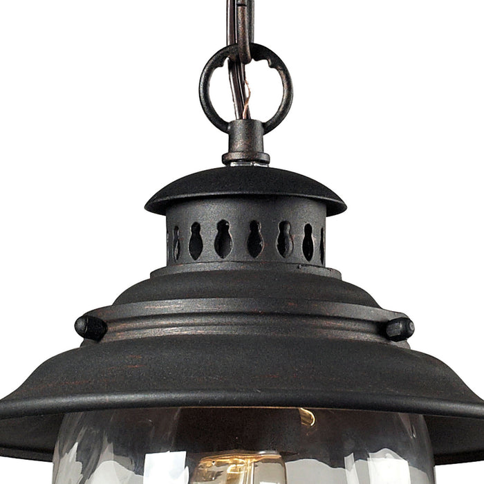 One Light Outdoor Hanging Lantern from the Searsport collection in Weathered Charcoal finish