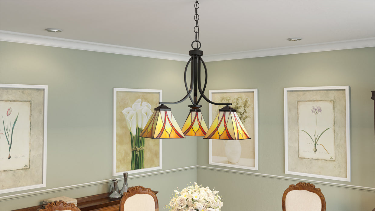 Three Light Chandelier from the Asheville collection in Valiant Bronze finish
