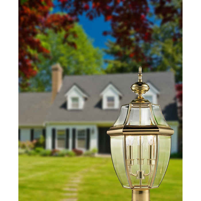 Three Light Post Mount from the Ashford collection in Antique Brass finish