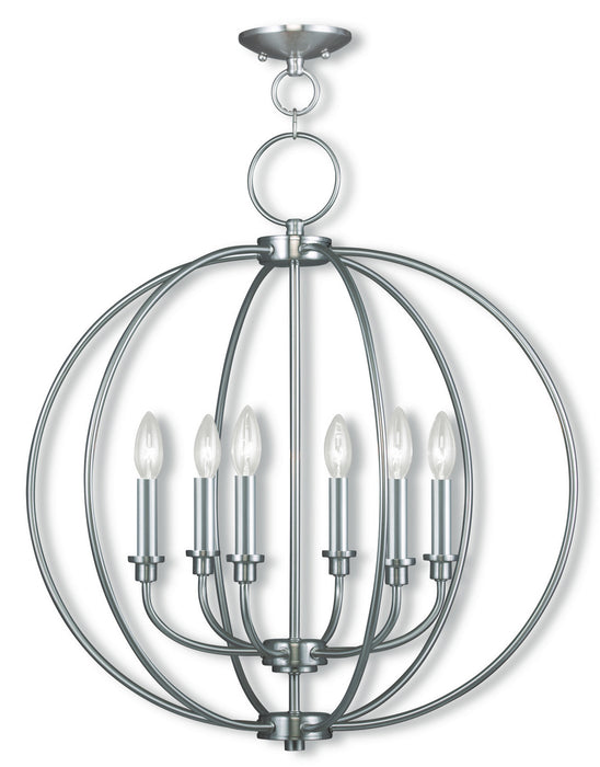 Livex Lighting - 4666-91 - Six Light Chandelier - Milania - Brushed Nickel