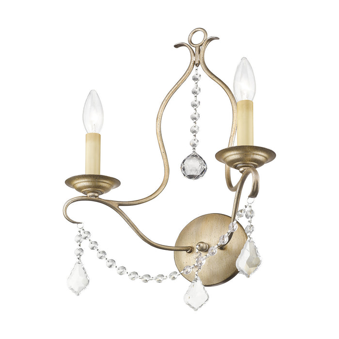 Two Light Wall Sconce from the Chesterfield collection in Hand Painted Antique Silver Leaf finish