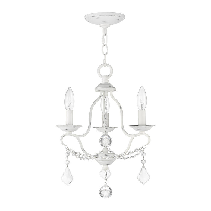 Three Light Mini Chandelier from the Chesterfield collection in Antique White finish
