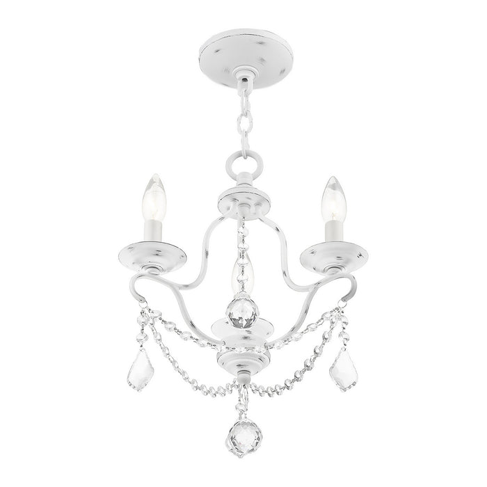 Three Light Mini Chandelier from the Chesterfield collection in Antique White finish