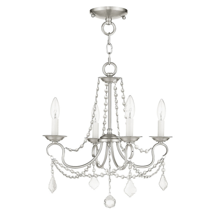 Four Light Mini Chandelier/Ceiling Mount from the Pennington collection in Brushed Nickel finish