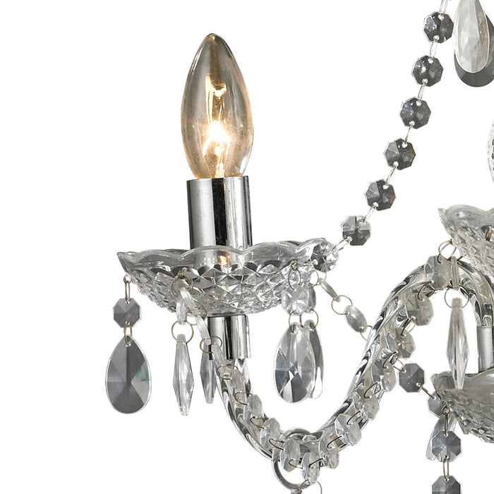Three Light Chandelier from the Theatre collection in Chrome, Clear, Clear finish