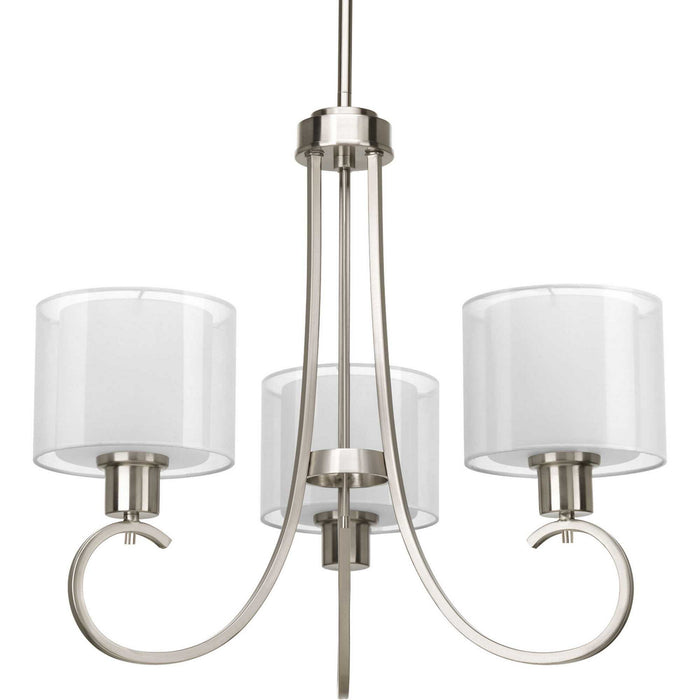Three Light Chandelier from the Invite collection in Brushed Nickel finish