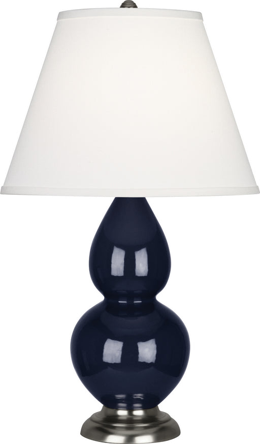 Robert Abbey - MB12X - One Light Accent Lamp - Small Double Gourd - Midnight Blue Glazed Ceramic w/ Antique Silvered