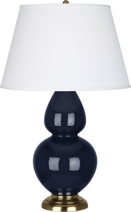 Robert Abbey - MB20X - One Light Table Lamp - Double Gourd - Midnight Blue Glazed Ceramic w/ Antique Brassed