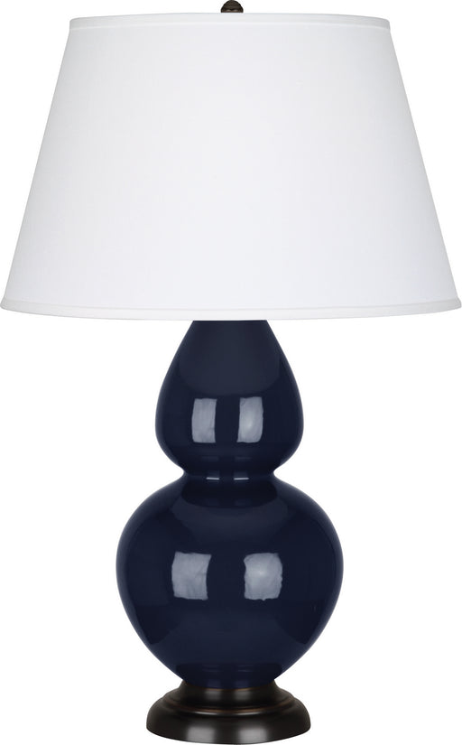 Robert Abbey - MB21X - One Light Table Lamp - Double Gourd - Midnight Blue Glazed Ceramic w/ Deep Patina Bronzeed