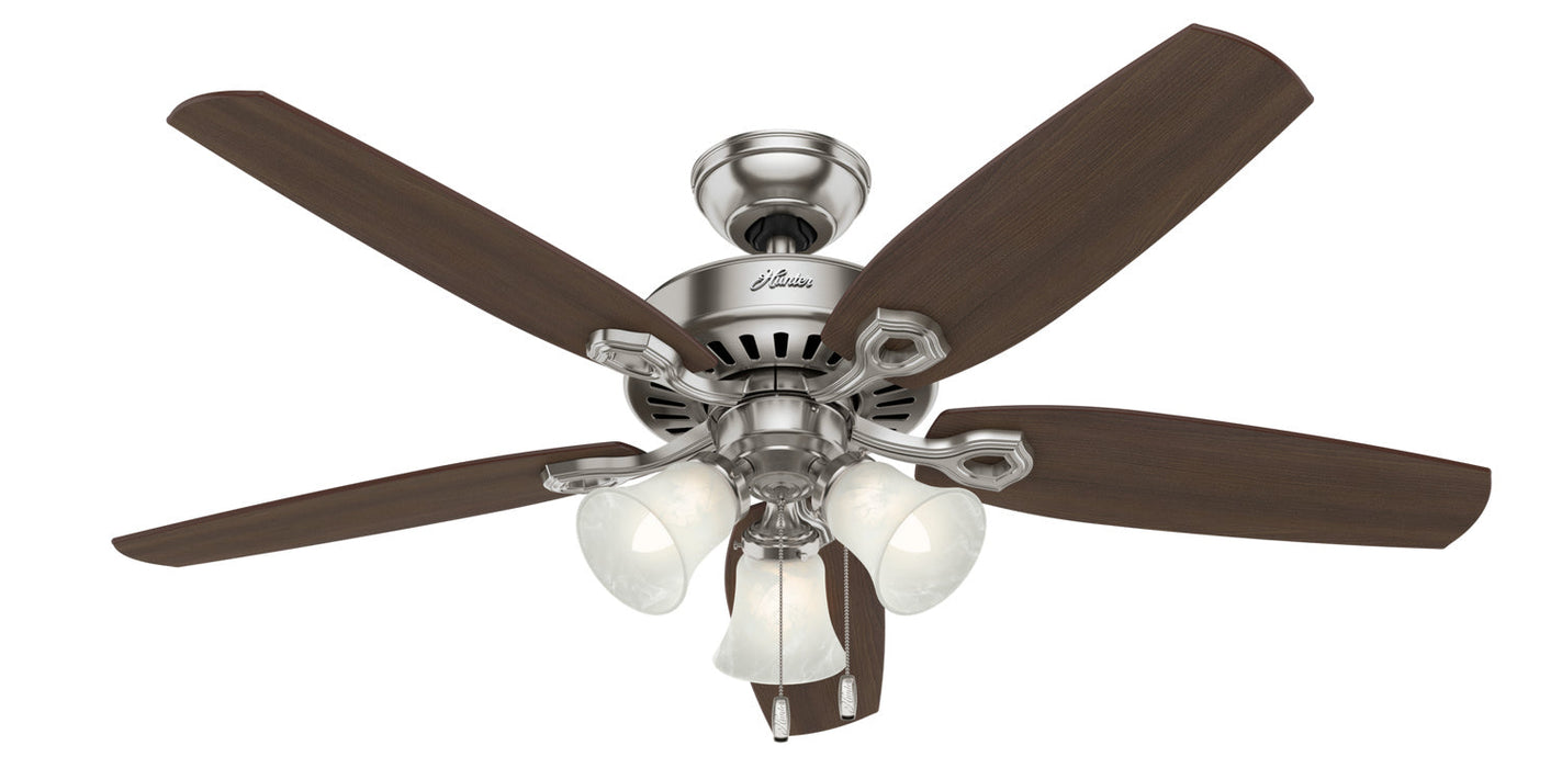 Hunter 52" Builder Ceiling Fan with 3-Light LED Light Kit and Pull Chains