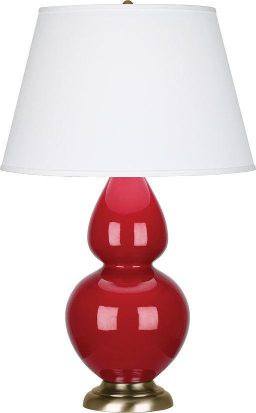 Robert Abbey - RR20X - One Light Table Lamp - Double Gourd - Ruby Red Glazed Ceramic w/ Antique Brassed