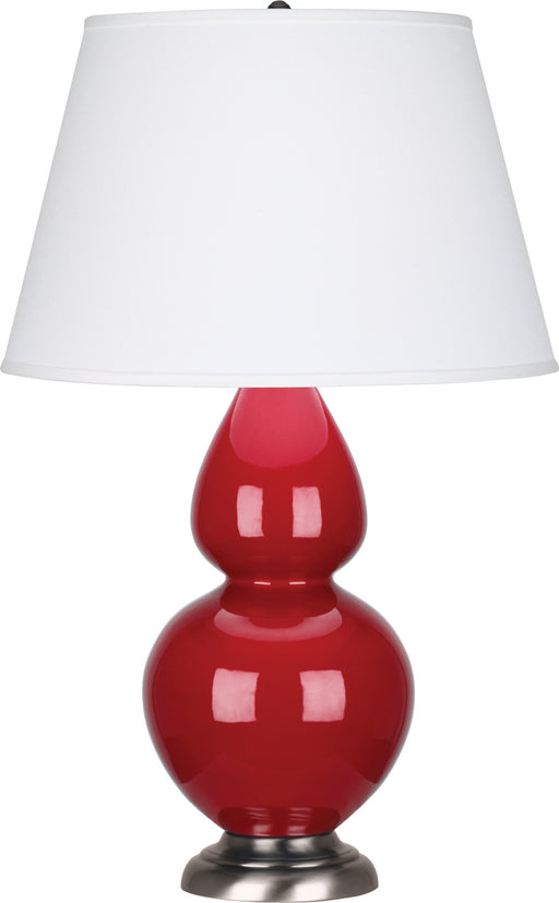 Robert Abbey - RR22X - One Light Table Lamp - Double Gourd - Ruby Red Glazed Ceramic w/ Antique Silvered