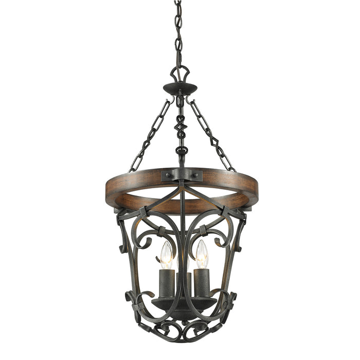 Three Light Pendant from the Madera collection in Black Iron finish