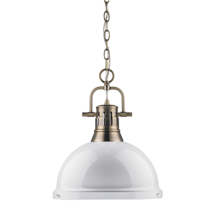 One Light Pendant from the Duncan collection in Aged Brass finish